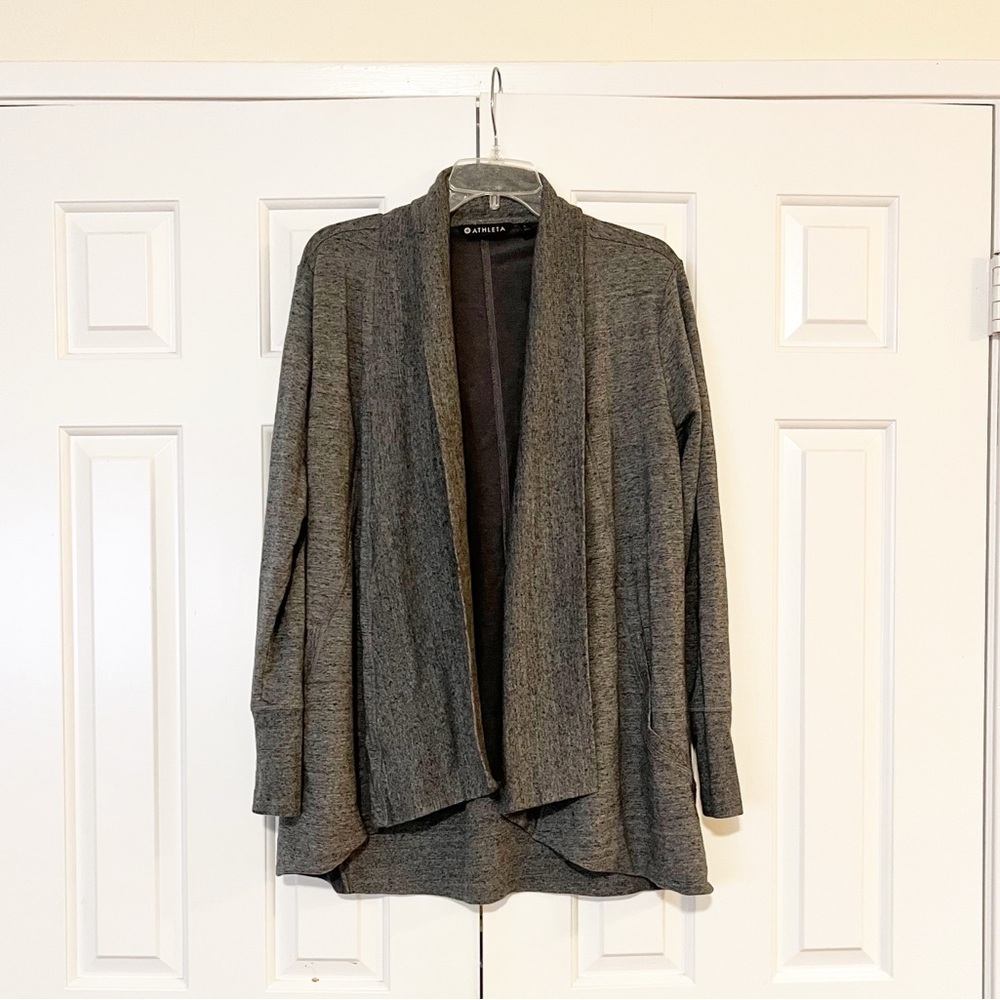 Athleta gray open front long sleeve cardigan with pockets. Size Women's Large - Picture 6 of 15